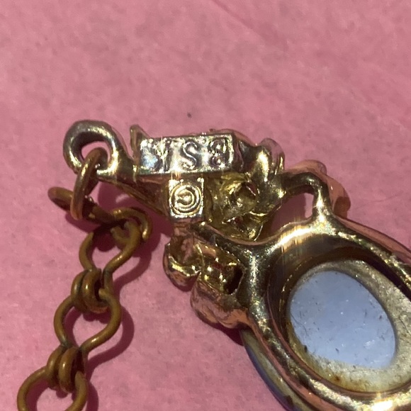 BSK Vintage smooth blue double layer irredecent beaded necklace with rhinestones - Picture 12 of 12